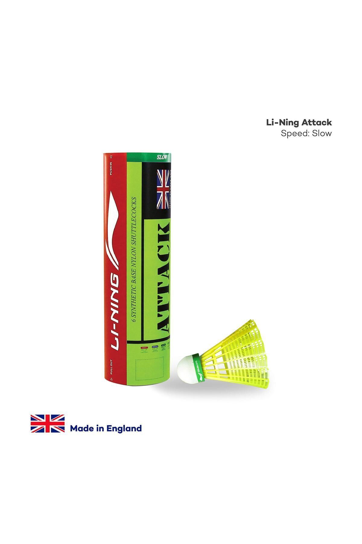 Li-Ning-Attack Nylon Badminton Shuttlecocks | Yellow | Slow Speed | Synthetic Cork | Durability 5