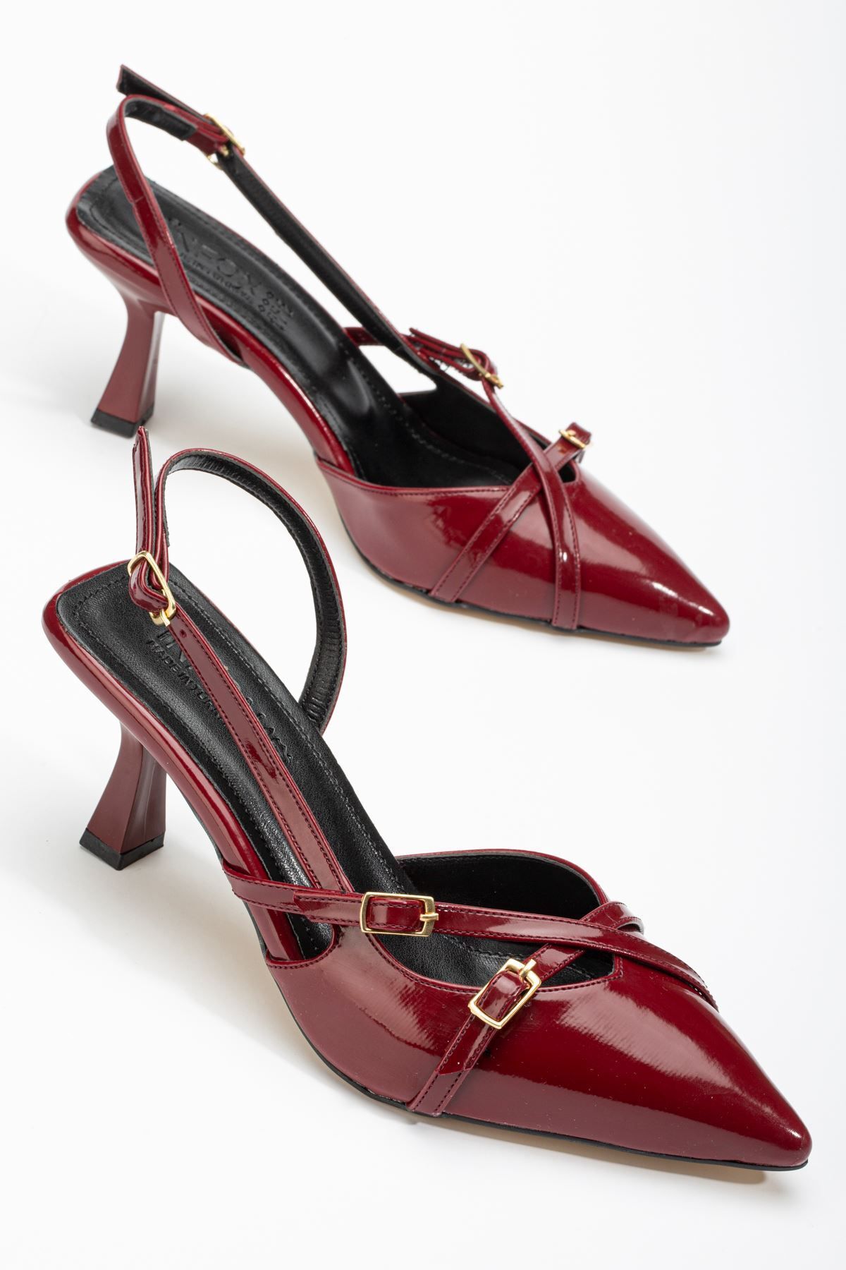 Home-Mengü St-005 Claret Red Patent Leather Daily 7 cm Heeled Shoes 3