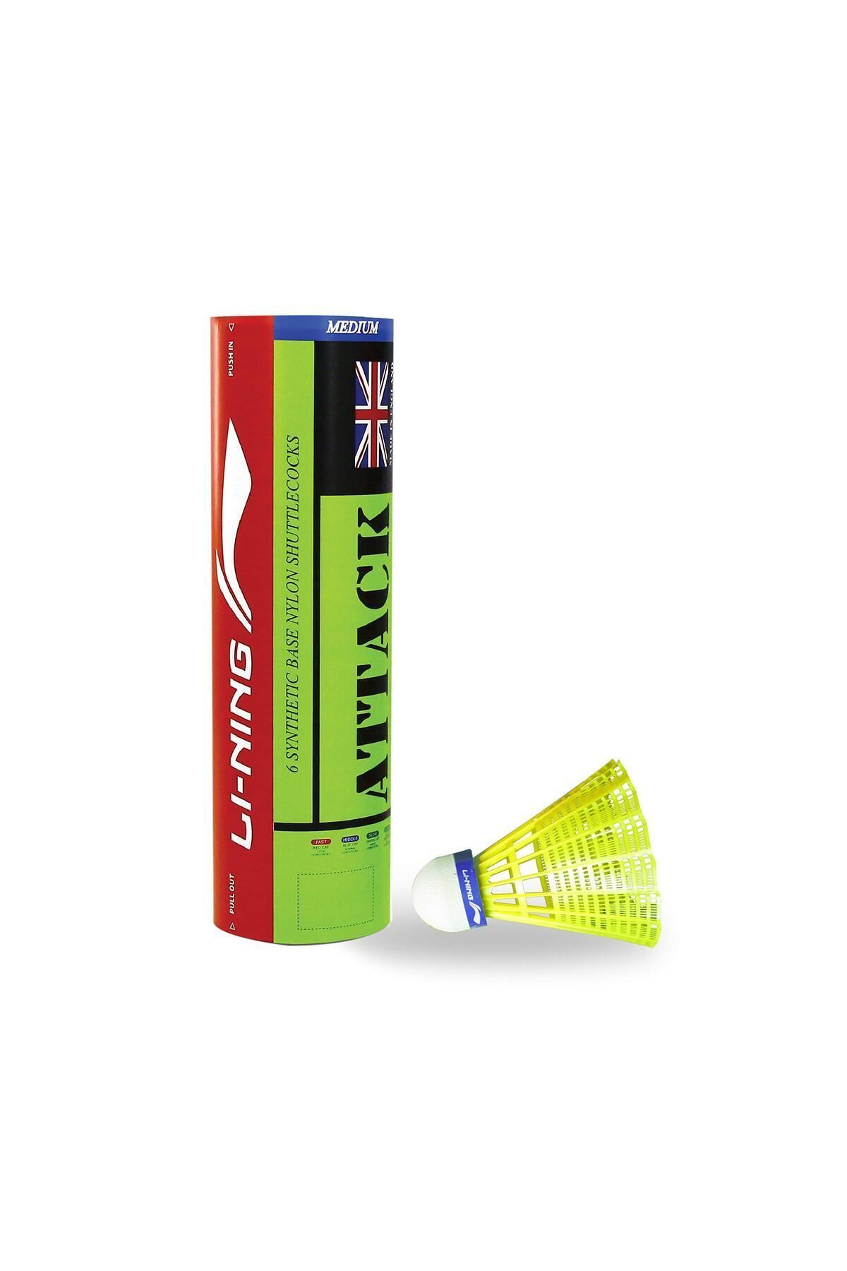 Li-Ning-Attack Nylon Badminton Shuttlecocks | Yellow | Slow Speed | Synthetic Cork | Durability 4