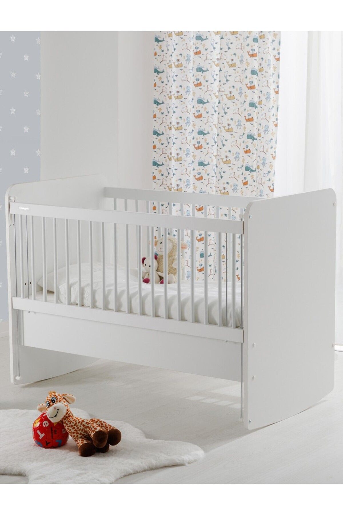 Babywhen Bw1075 - Pratik Sallanır Anne Yanı Kademeli Bebek Beşik Beyaz 60x120