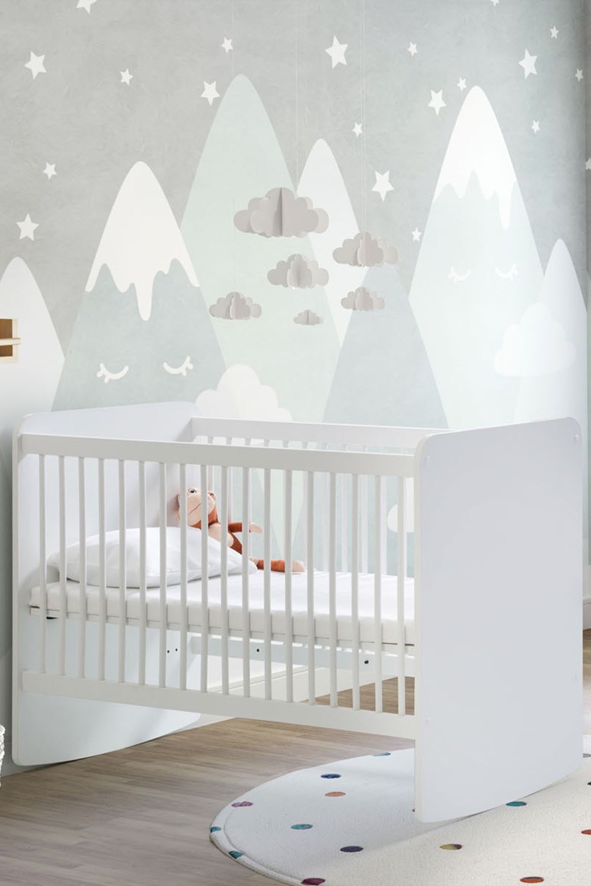 Babywhen Bw1020 - Sallanır Sabitlenir Kademeli Bebek Beşik Beyaz 60x120