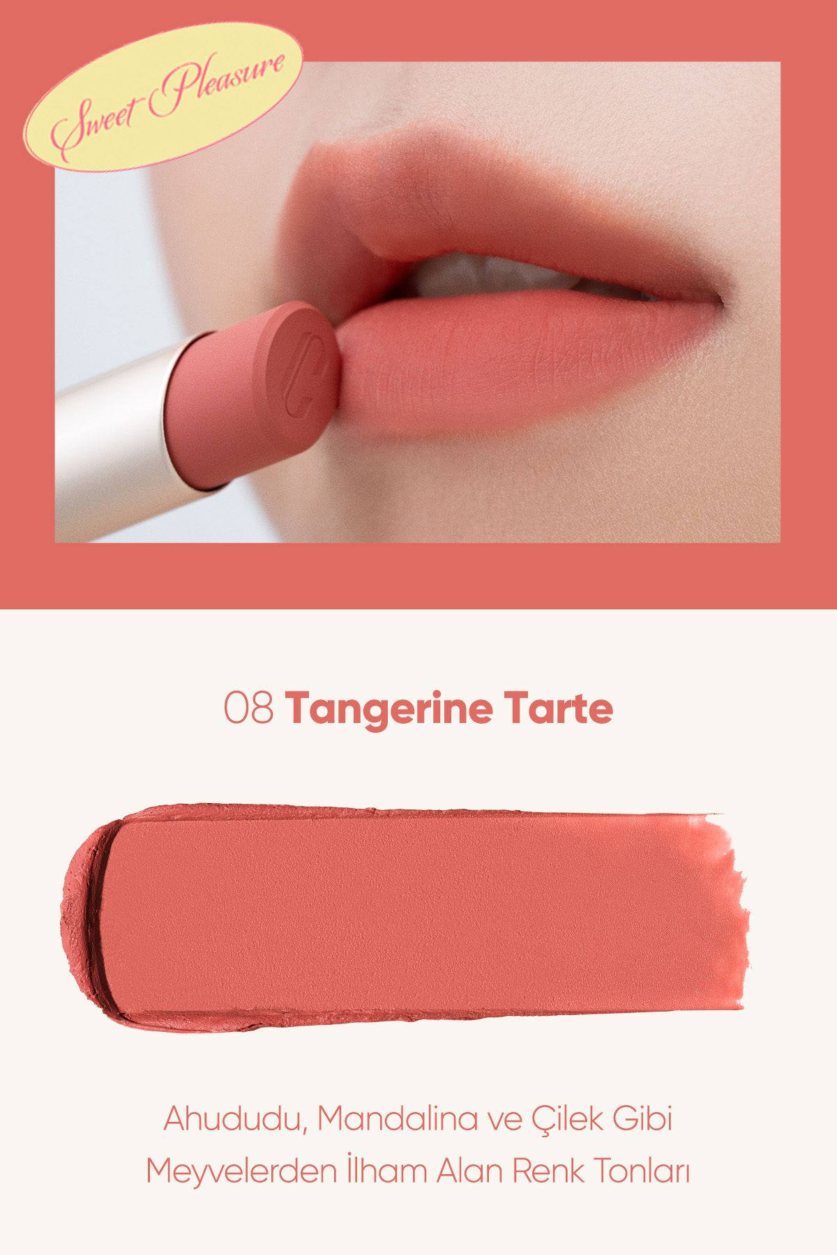 CLIO-Lipstick with Soft Texture and Light Matte Appearance Clio Chiffon Mood Lip (08 Tangerine Tarte) 2
