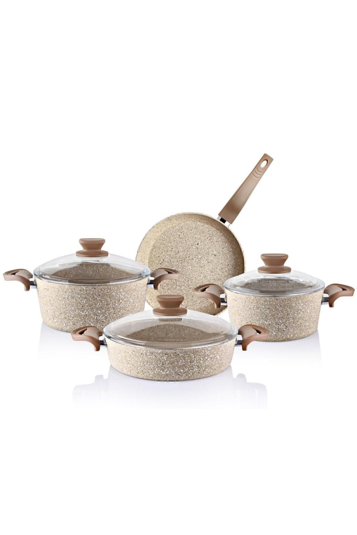 lavonni-7 Piece Granite Cookware Set Brown 3