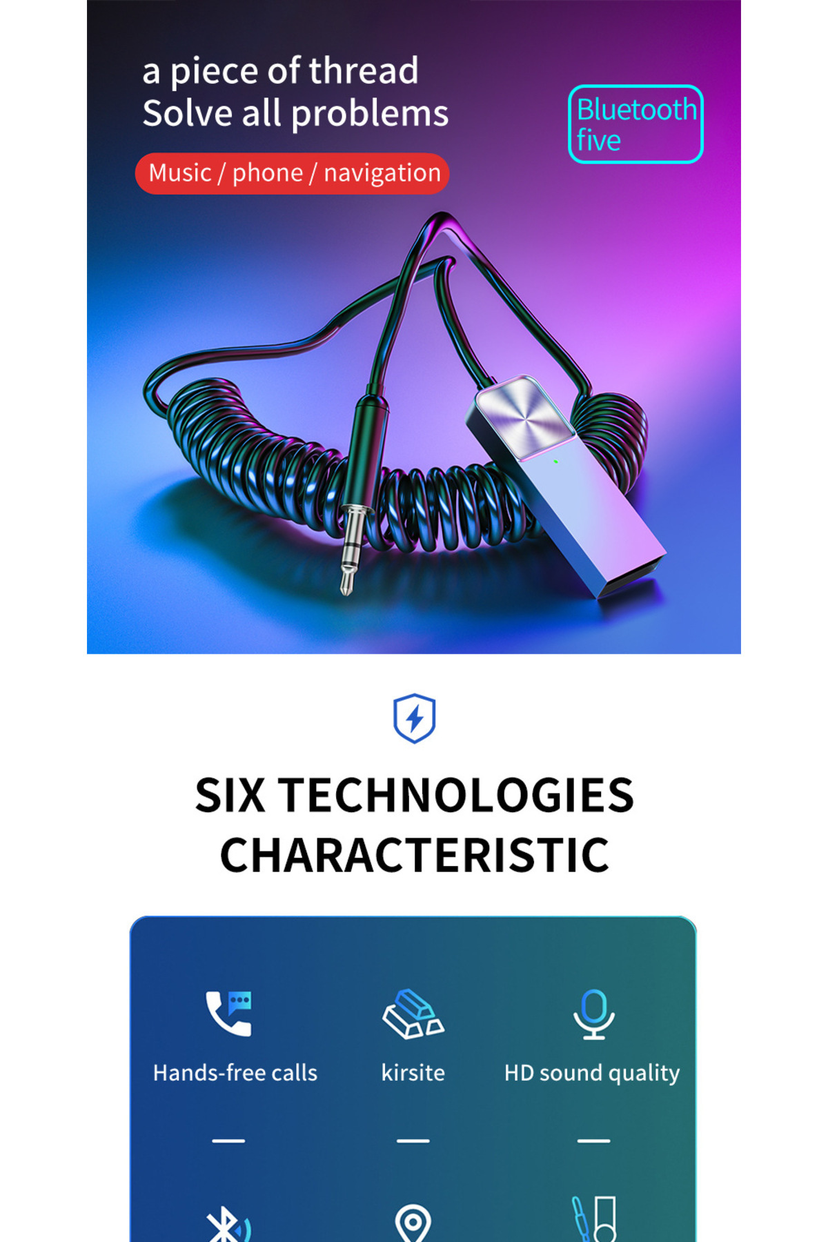 Mikrofonlu Araç Bluetooth Kiti Usb 3.5mm Aux Bluetooth Çevirici Dönüştrücü Hd Ses Kalite Arama/müzik