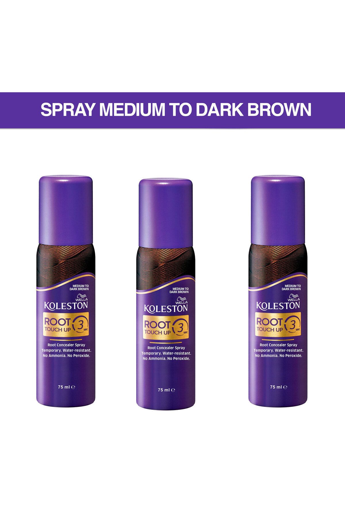 Wella-Koleston Root Touch Up Spray Medium to Dark Brown Pack of 3 1