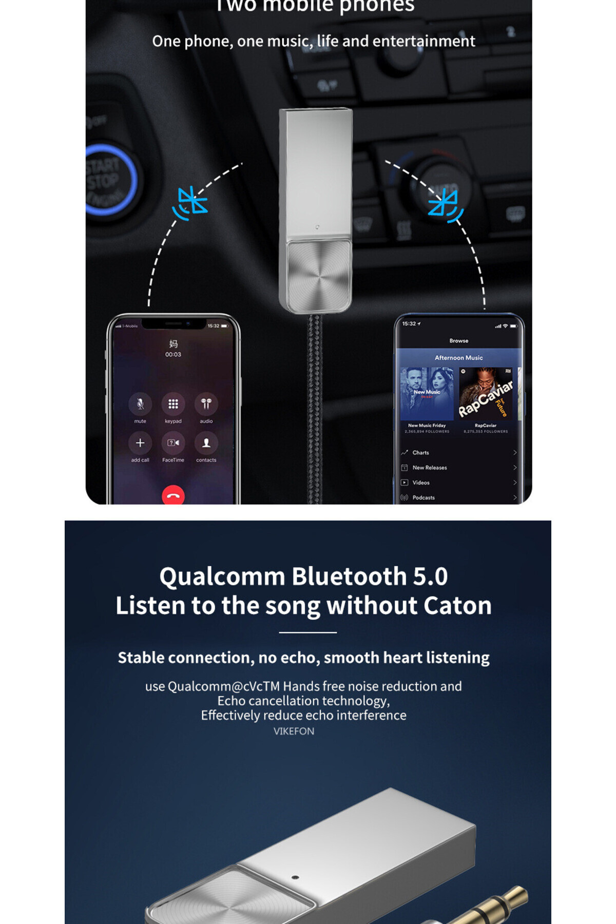 Mikrofonlu Araç Bluetooth Kiti Usb 3.5mm Aux Bluetooth Çevirici Dönüştrücü Hd Ses Kalite Arama/müzik