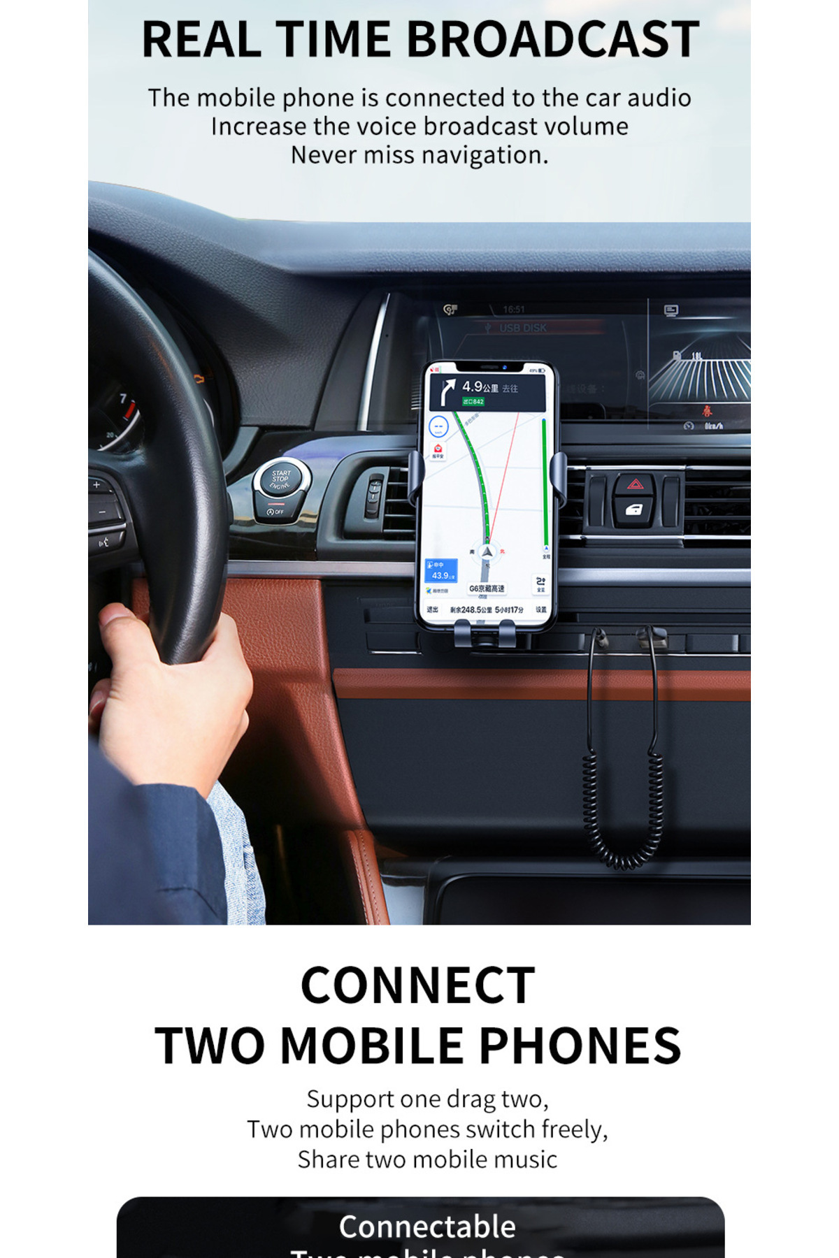 Mikrofonlu Araç Bluetooth Kiti Usb 3.5mm Aux Bluetooth Çevirici Dönüştrücü Hd Ses Kalite Arama/müzik