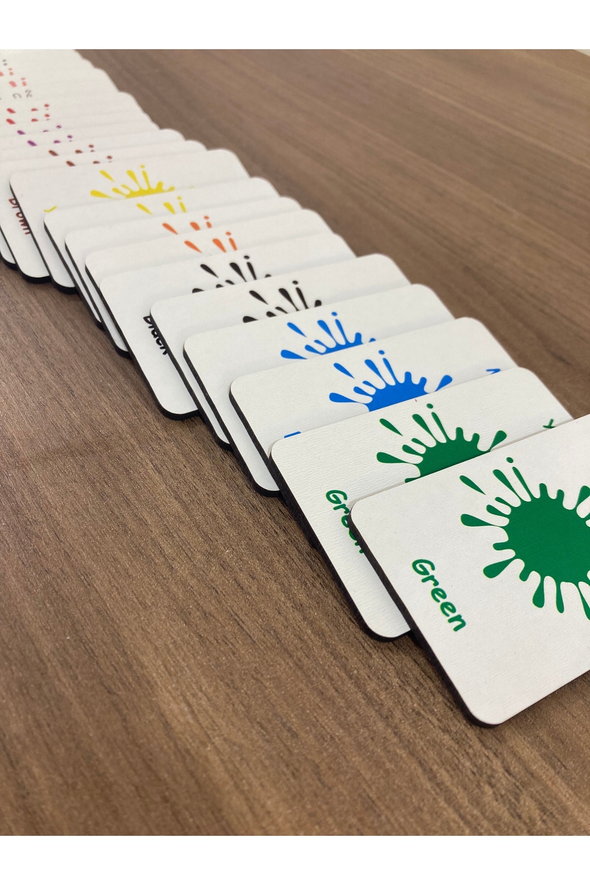 Leelii Tasarım Renkler Ahşap Hafıza Eşleme Kartları 12 Renk 24 Kart Türkçe - İngilizce Hafıza Oyunu fotoğrafı 6 (önizleme)