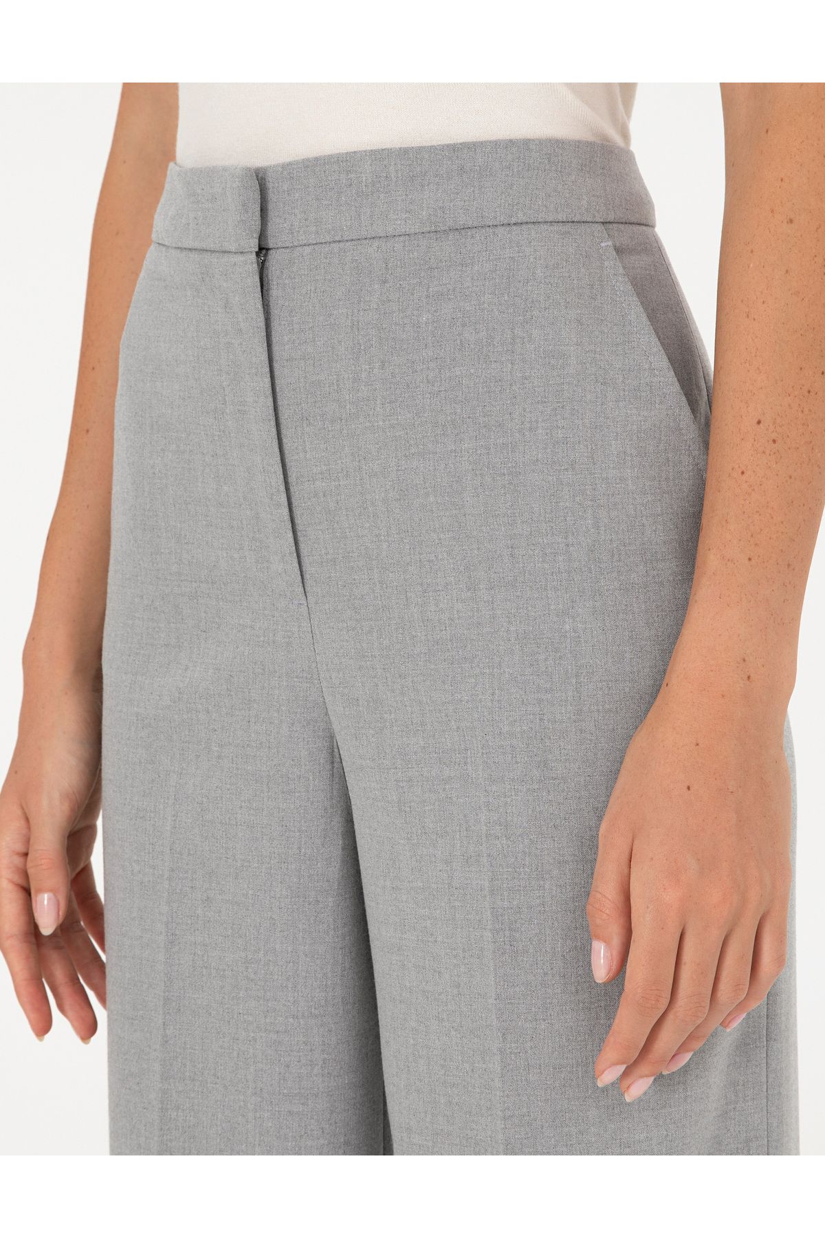 Pierre Cardin-Gray Palazzo Fabric Trousers 50302508-Vr024 5
