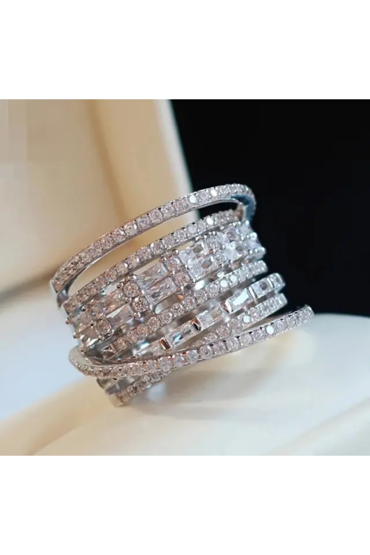 reyselstyle  Gümüş Kaplama Baget Taşlı Çelik Yüzük - Görsel 4