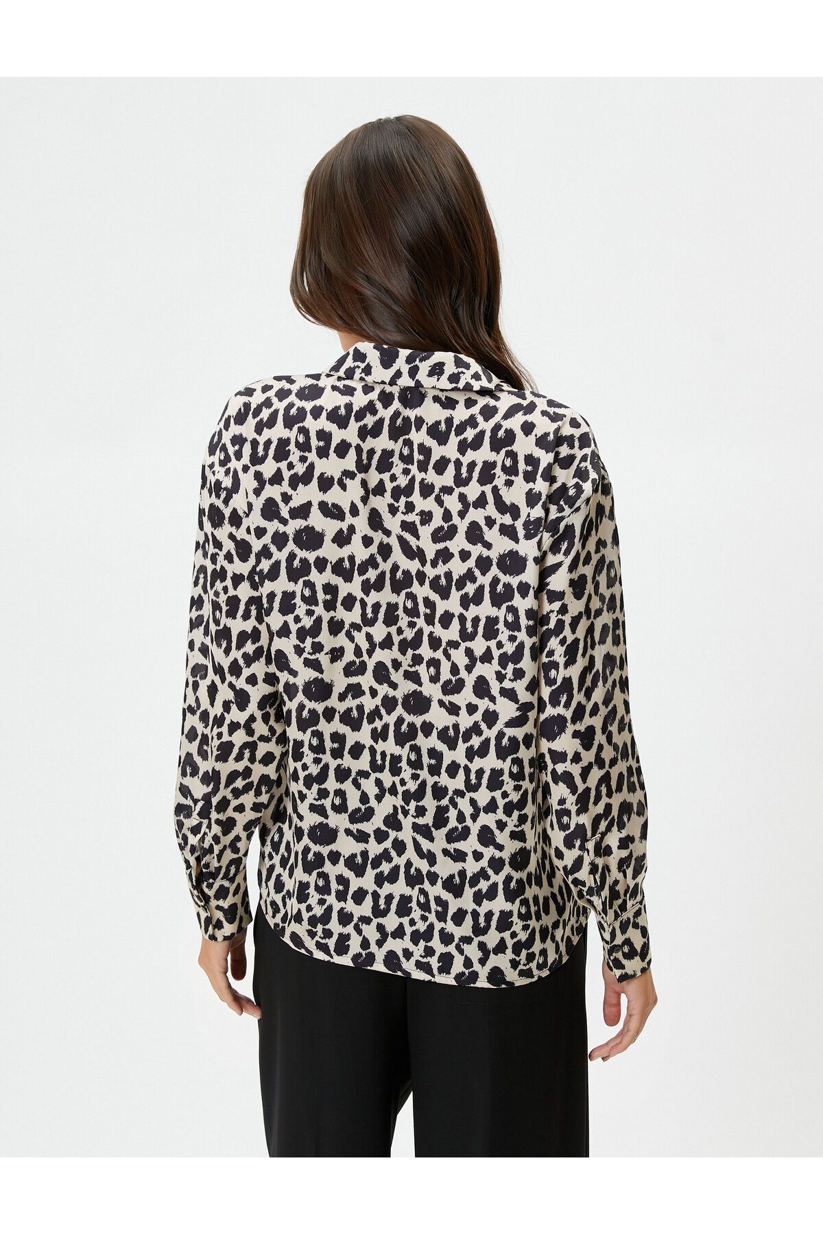 Koton-Satin Shirt Leopard Patterned Pocket Buttoned Long Sleeve 4