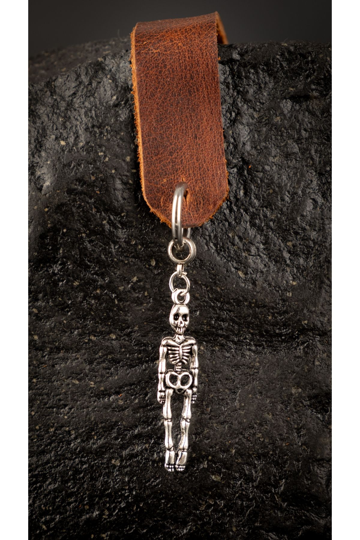 Piercing Market Steel & Silver-Men's Steel Ring Dangle Skeleton Earrings Rust No Darkening 2