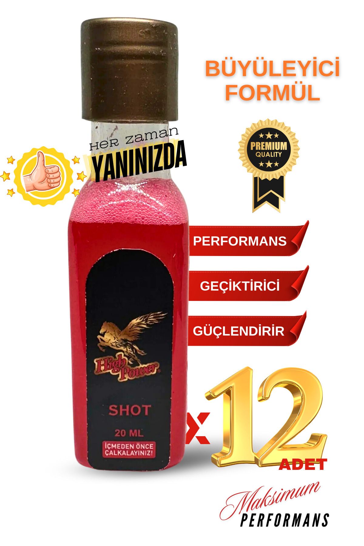 Zrox Hıghpower Ginseng Drink Shot Enerji Içeceği, Hemen Yanında, 24h Etkili 12 Adet %100 Doğal, Cam Şişe