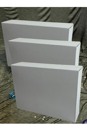 giftpuffy 3'LÜ Çok amaçlı beyaz karton taşıma - çeyiz - paketleme - hediye ku...