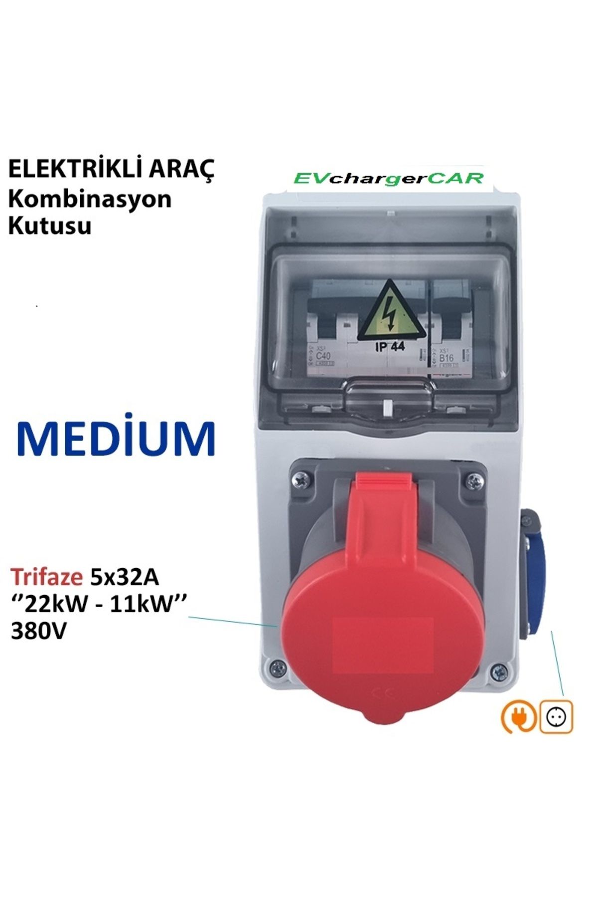 EVchargerCAR Elektrikli Araç Kombinasyon Kutusu Medi?um 5x32a + 1x16a 22kw 11kw