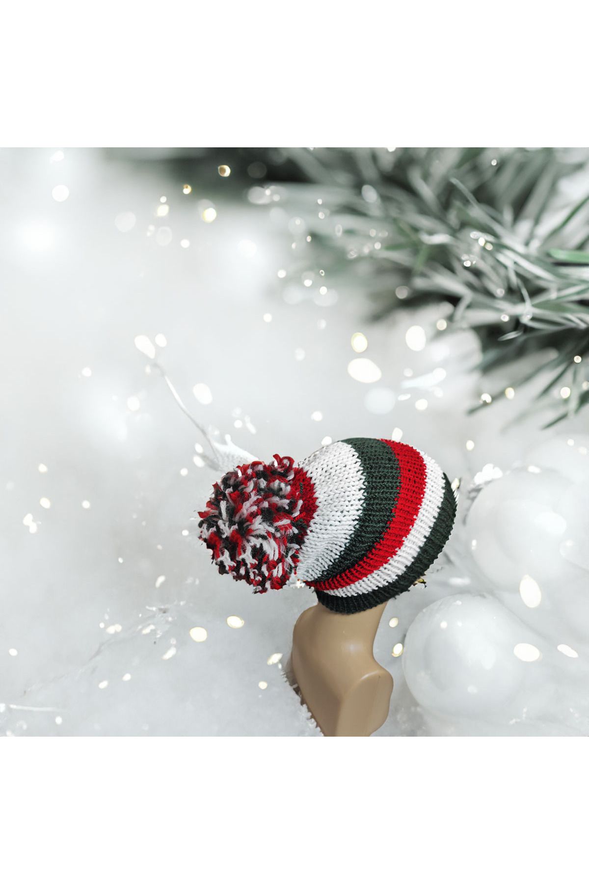 drt tasarım-Hungary Flag Themed - Double Layer Pompom Beret Rakoczi Tekirdağ Hand Knitted 2