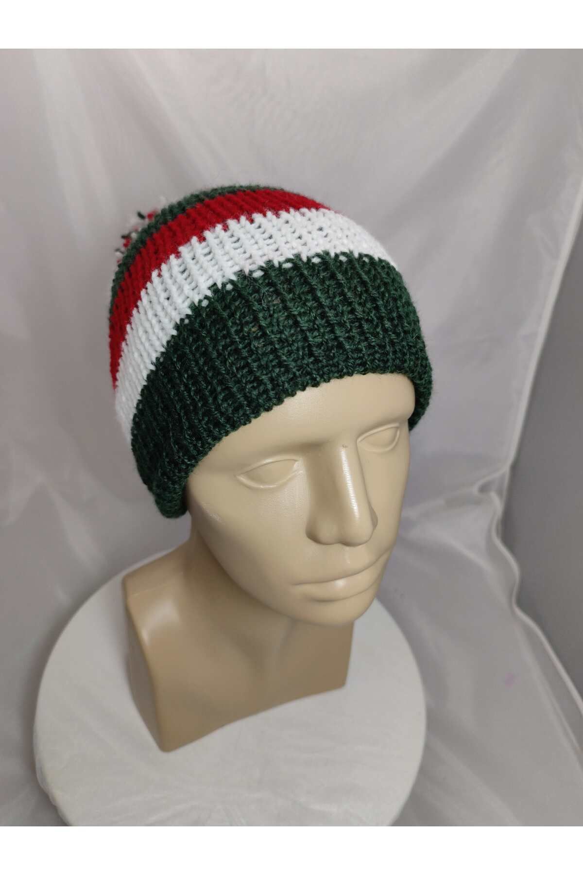 drt tasarım-Hungary Flag Themed - Double Layer Pompom Beret Rakoczi Tekirdağ Hand Knitted 7