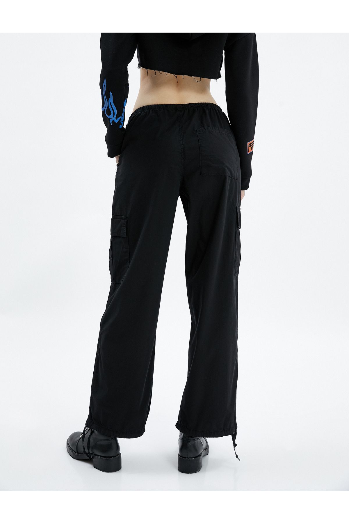 Koton-Parachute Trousers with Large Pockets, Elastic, Low Waist, Stoppers 4