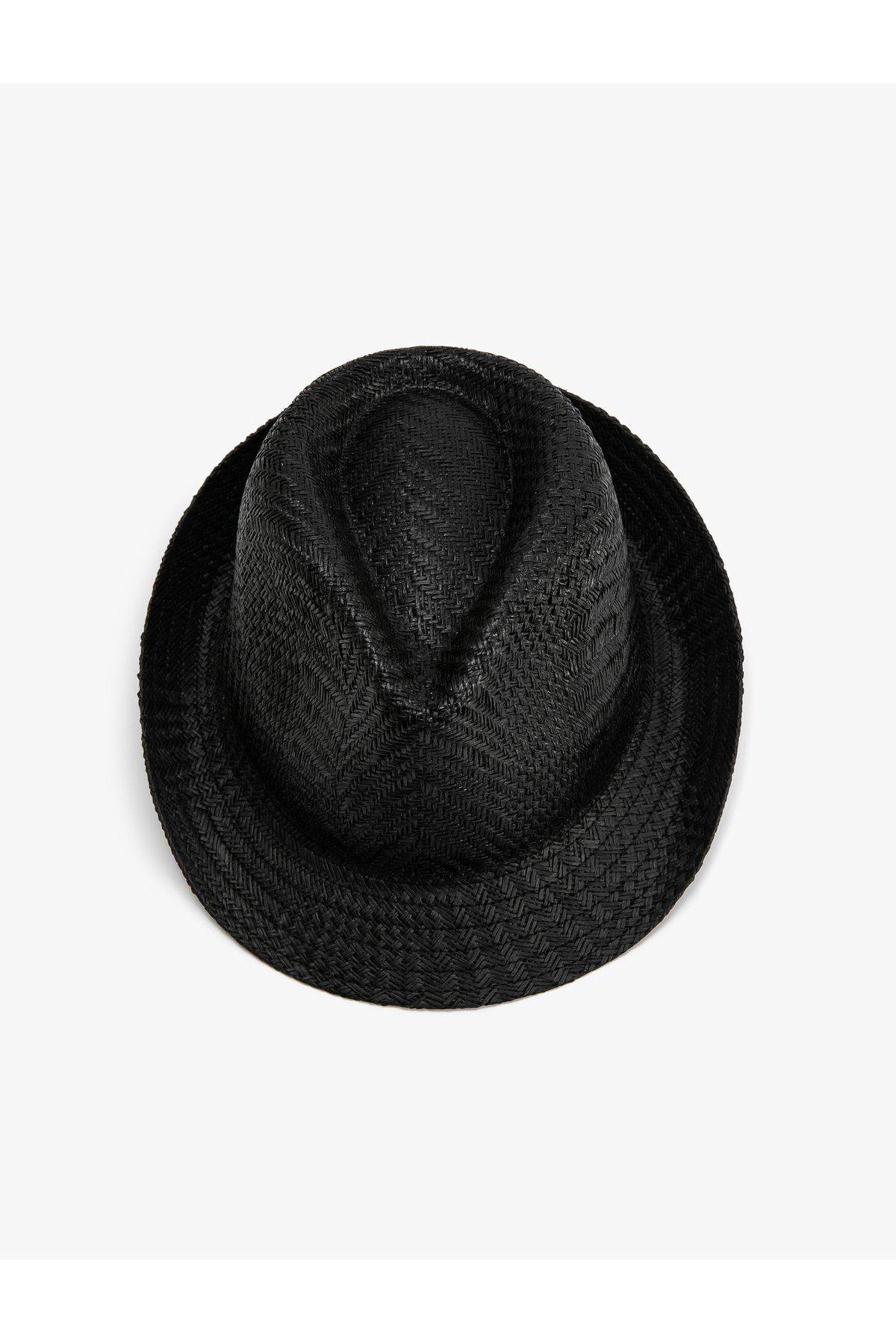 Koton-Straw Fedora Hat with Knitted Motif 3