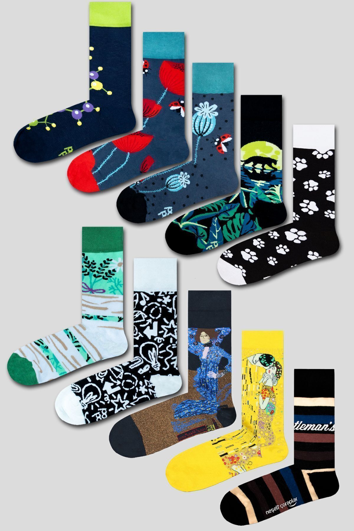 Neşeli Çoraplar  Gizemli Süpriz Kutu 12'li Mix Karma Desenli Çorap Seti - Görsel 3
