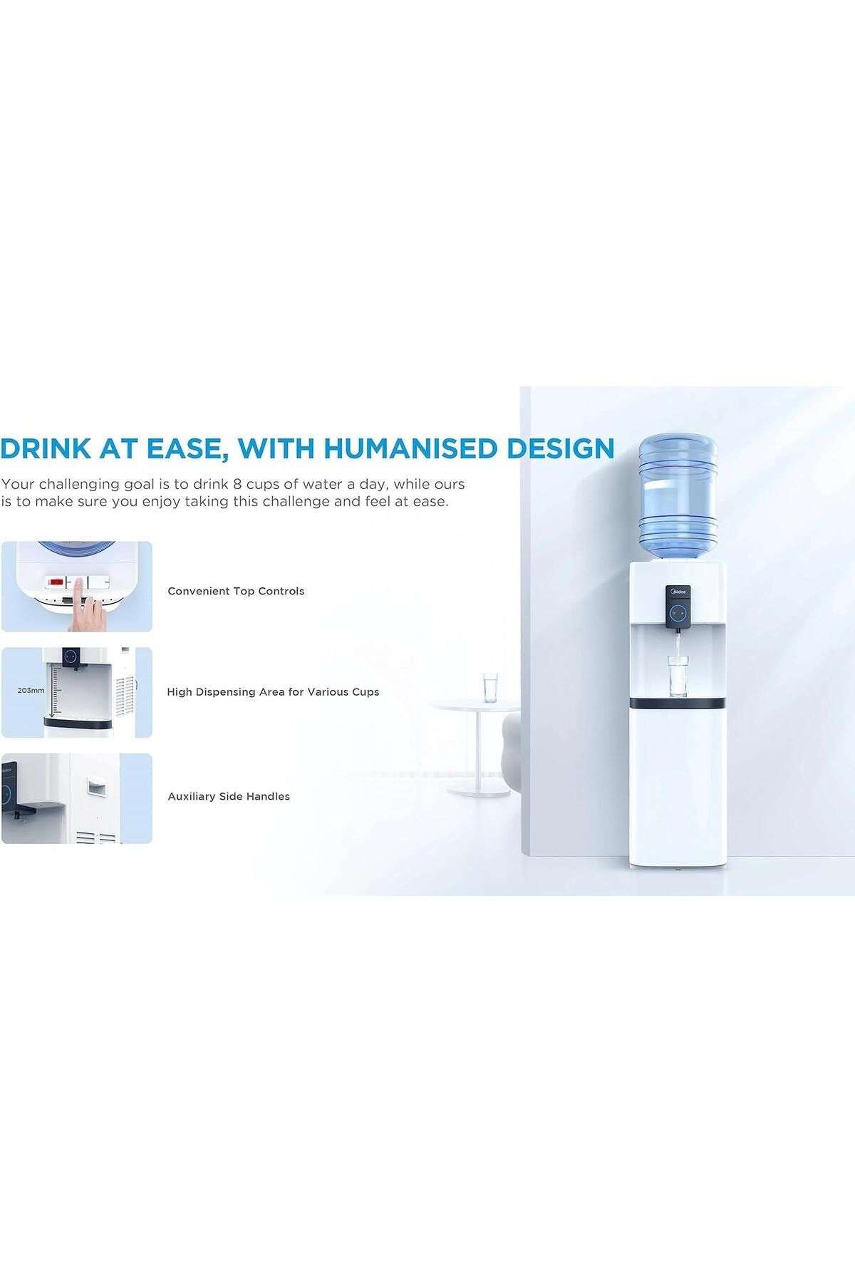 Midea-Top loading Water Dispenser with Bottom Refrigerator, White – YL2037SB 6