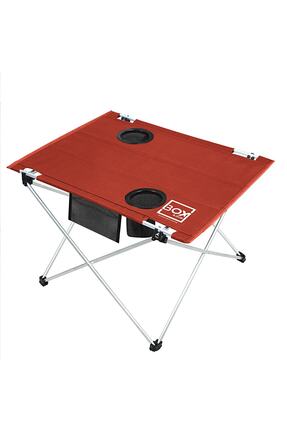 Box&Box Küçük Boy Katlanabilir Kumaş Kamp Ve Piknik Masası, Kırmızı, 2 Bardak...