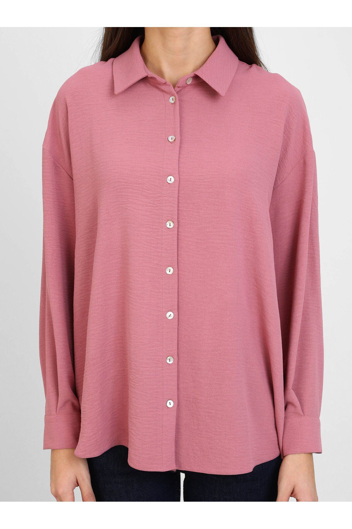 Refka-Aerobin Button Detailed Blouse / Shirt - Dark Rose - Refka 3