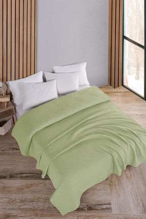 Evim Pamuklu Maya Küf Yeşili Çok Amaçlı Yatak Örtüsü Çift Kişilik - 200x230 Cm
