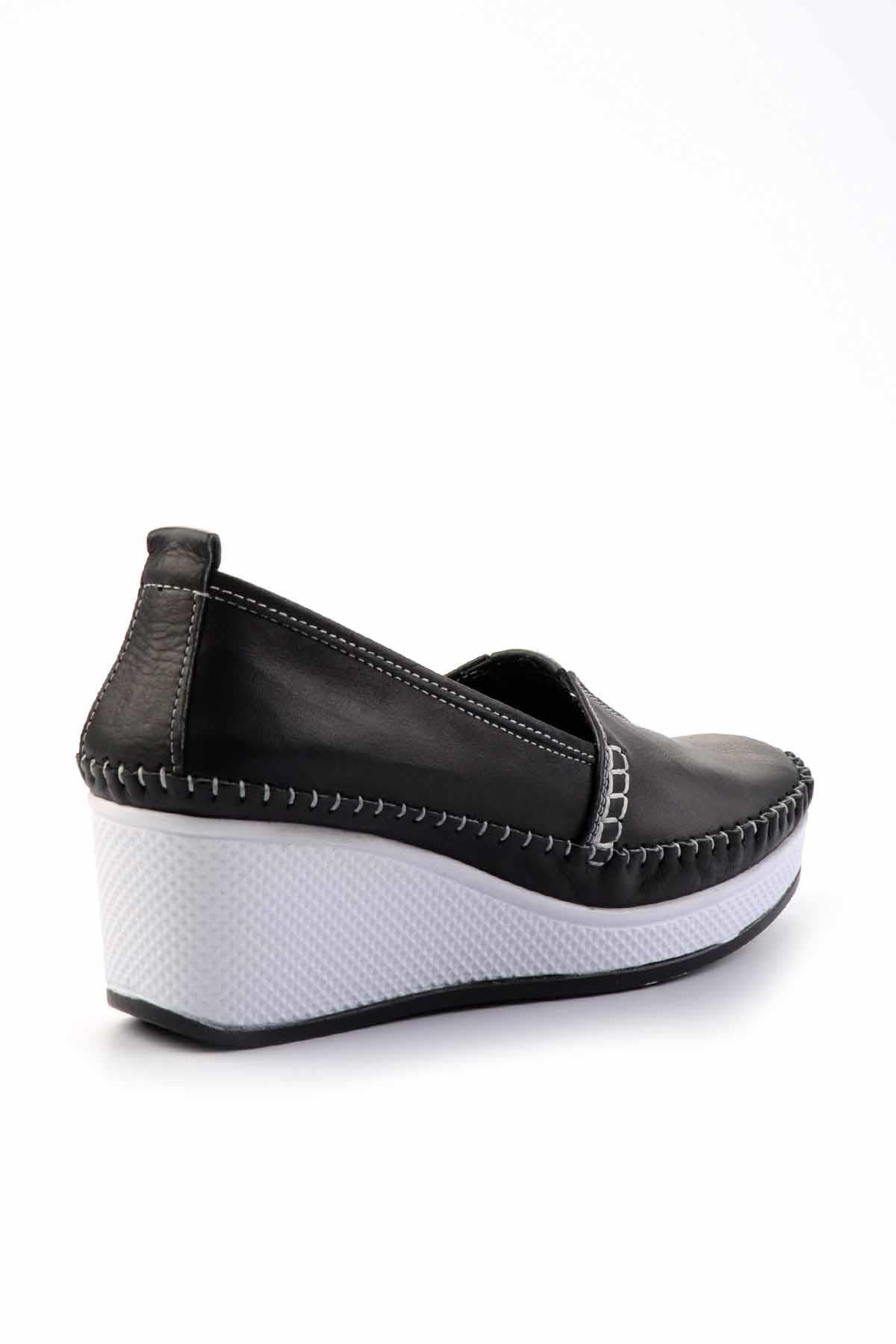 Bambi-Black Genuine Leather Women's Casual Shoes K01908004503 4