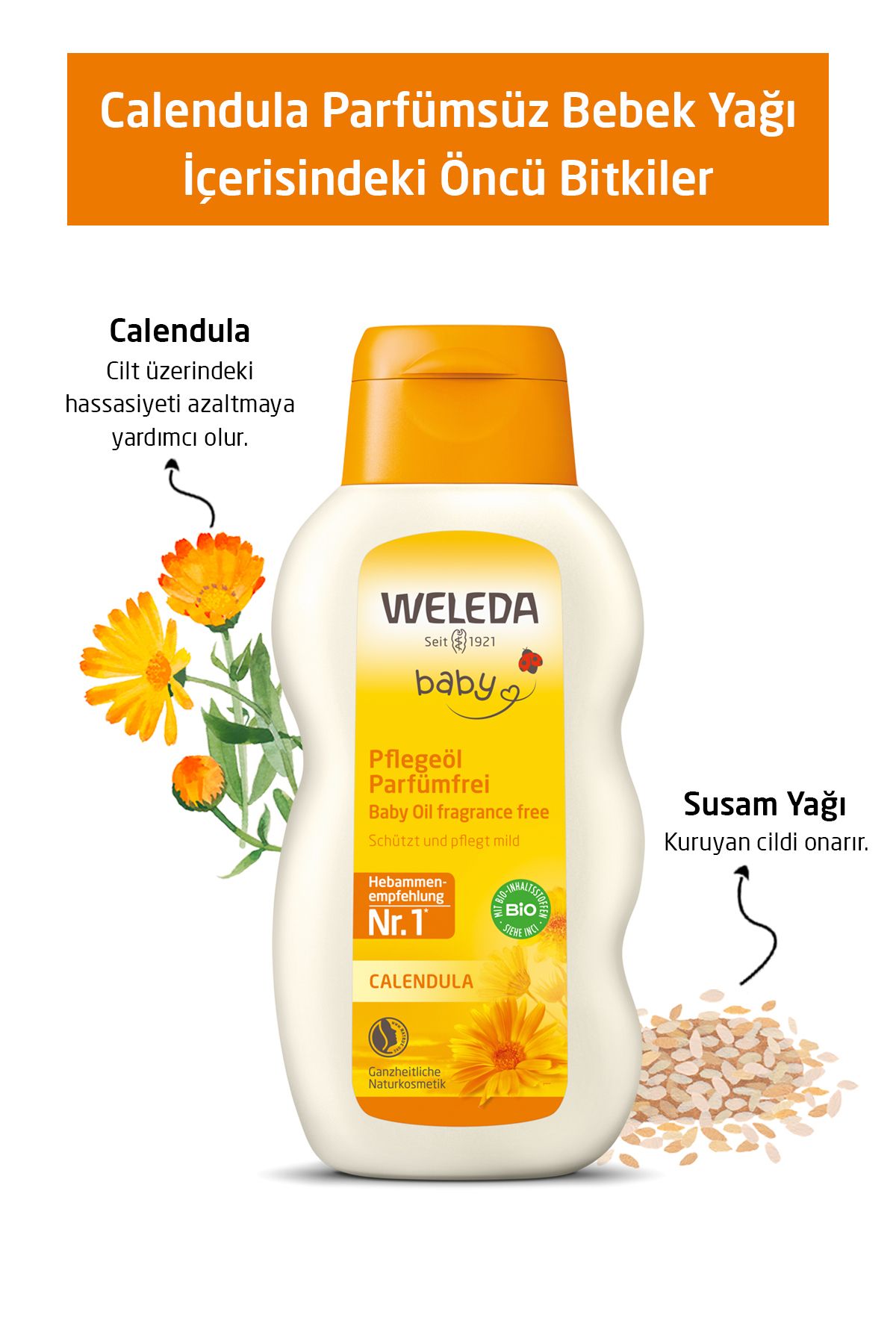 Weleda-Calendula Organic Baby Oil 200 ml Unperfumed 3