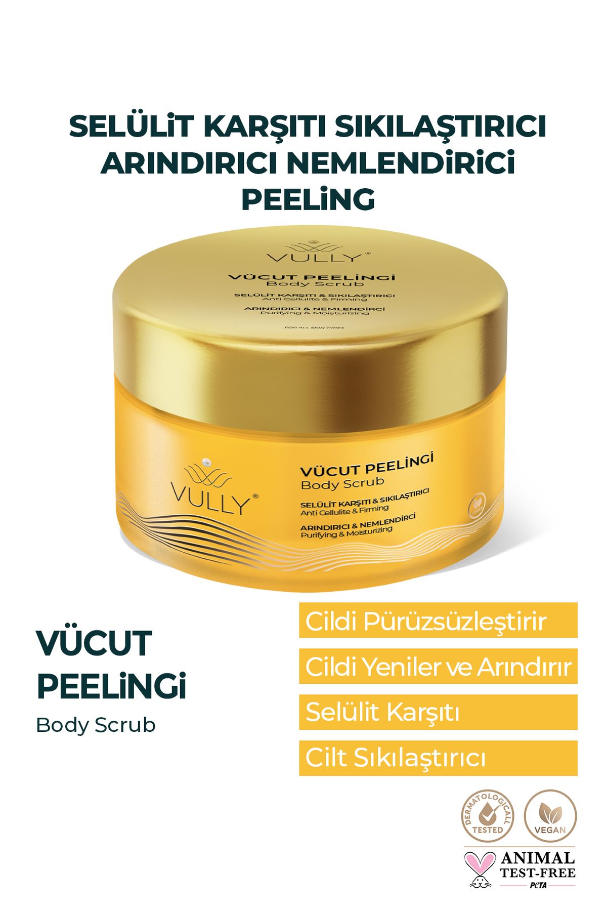 VULLY Selülit Karşıtı - Sıkılaştırıcı - Arındırıcı - Nemlendirici Mango Vücut Peelingi 250 Ml