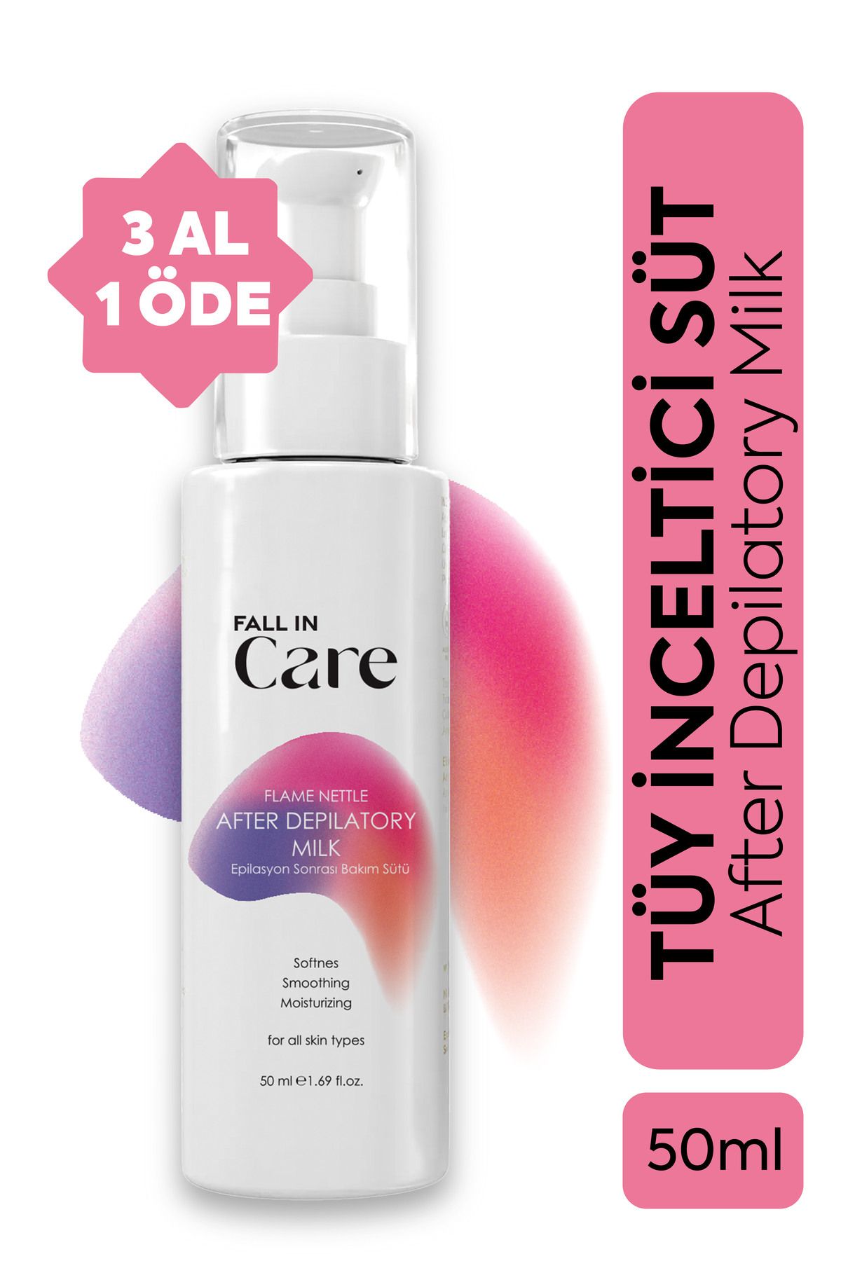 FALL IN CARE Tüy Inceltici Ve Nemlendirici Bakım Sütü, Isırgan Otu Özü & Hyaluronik Asit, 50 ml