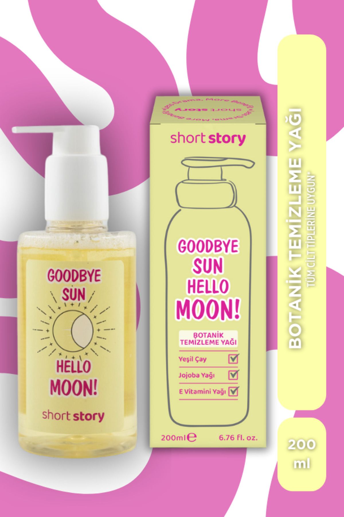 short story Goodbye Sun, Hello Moon! Botanik Yüz Temizleme Yağı, Yeşil Çay, Jojoba, E vitaminli Multi Formül