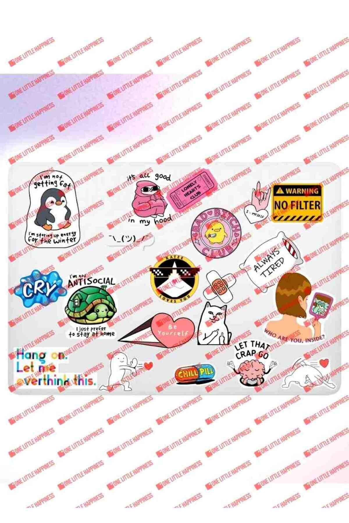 Katze Stickers Mental Art Sanat Temalı Laptop Notebook Tablet Sticker Seti -17 Adet