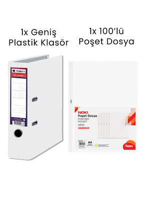 Tigra 1 Adet Tigra Geniş Klasör 1 Adet Noki 100'lü Poşet Dosya Ofis Seti