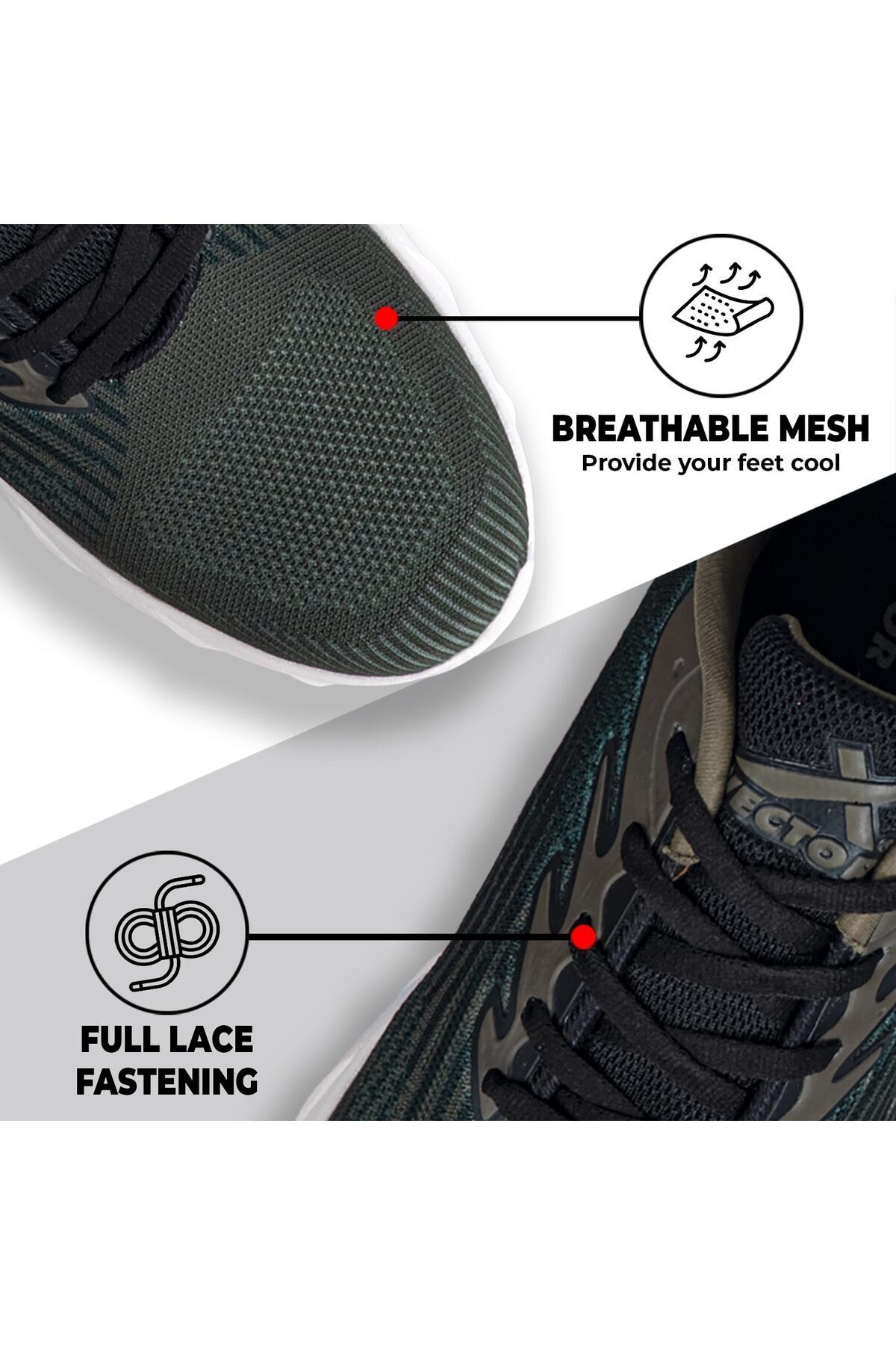 Vector-X Defence Running/jogging Shoes | Black/white | Size: 9 Uk/10 Us/43 Eu | Non Slip 5