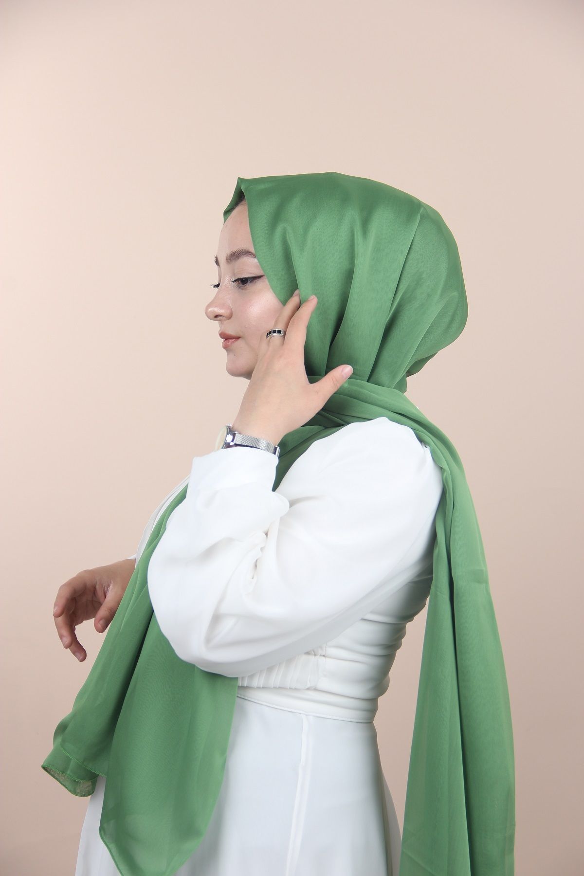 Sima-Kelly Green-267 Chiffon Shawl with Sima Janjan 2