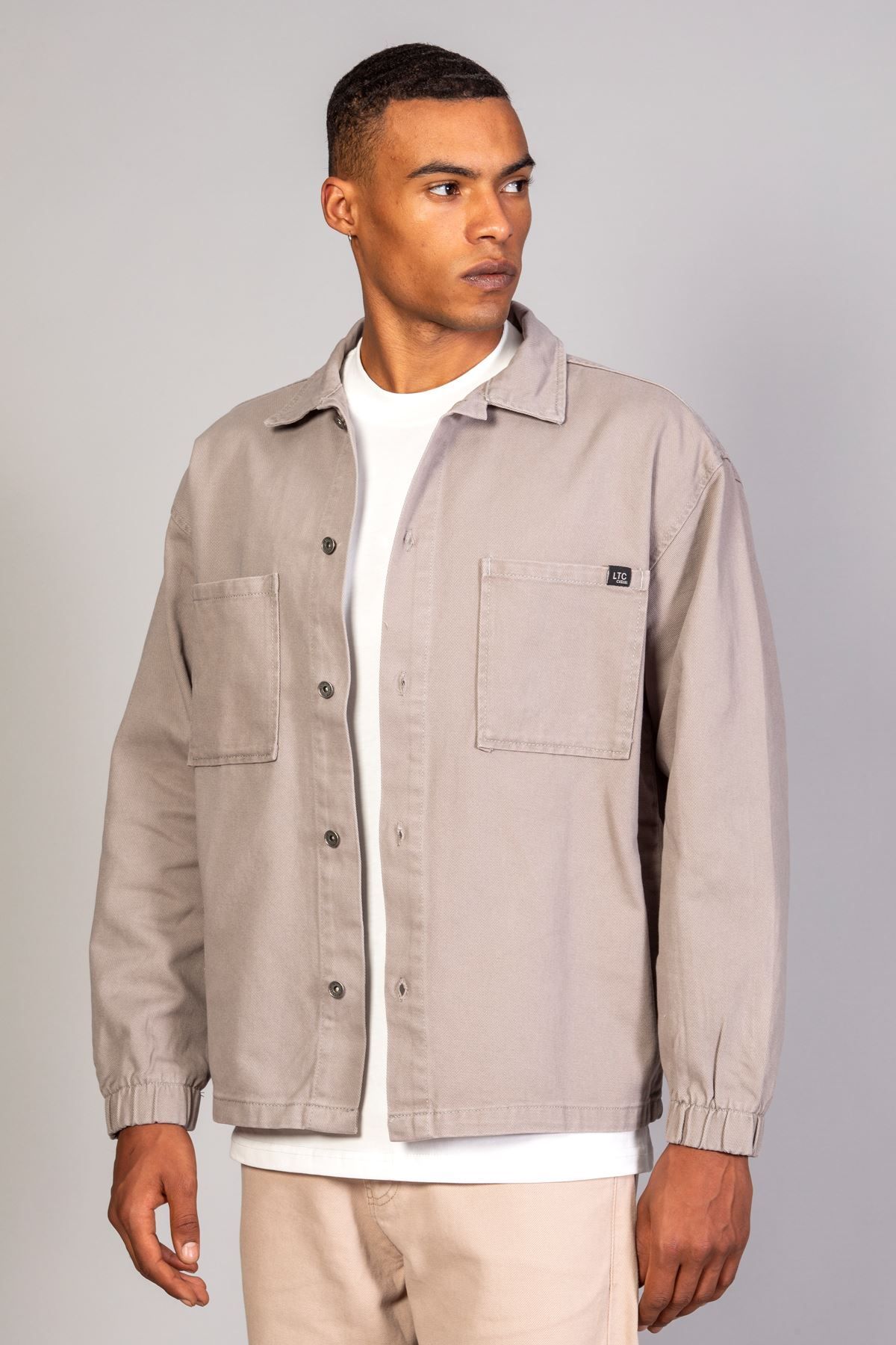 کت خاکستری مردانه مدل پیراهن ژاکت دودی جین بزرگ LTC Jeans