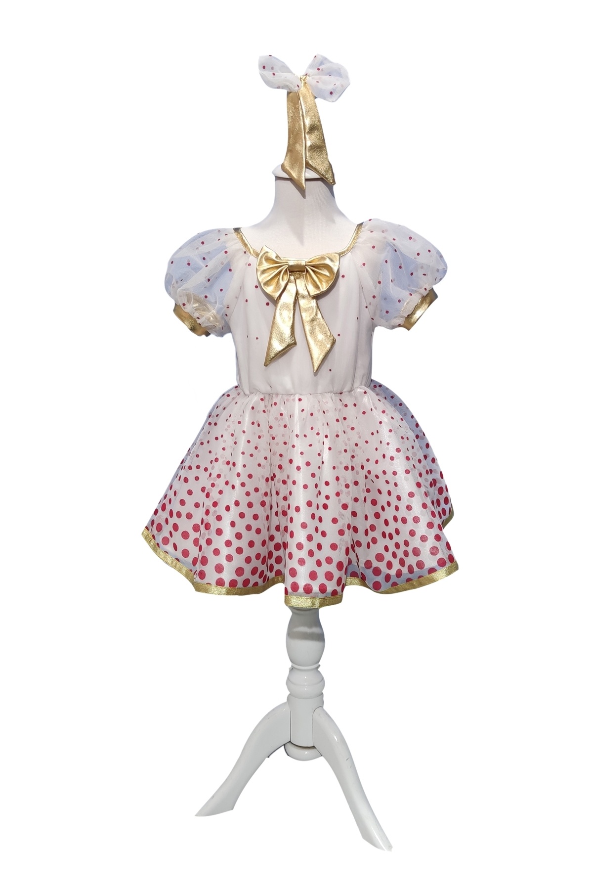 Red Polka Dot Tulle Comfortable Dress, Stylish and Lightweight Design