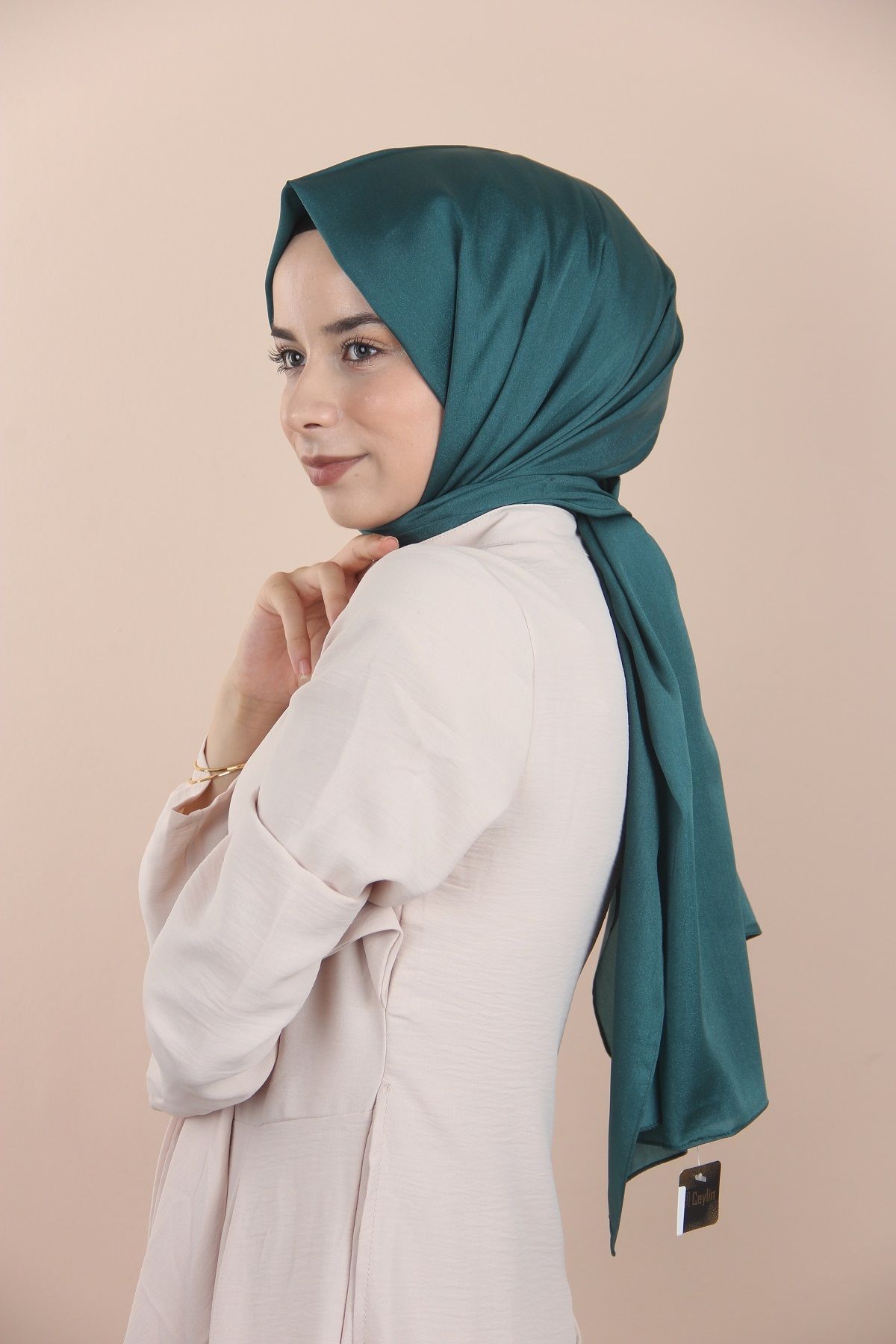 Siyane-Petrol Green Siyane Scarf Crystal Shawl 3