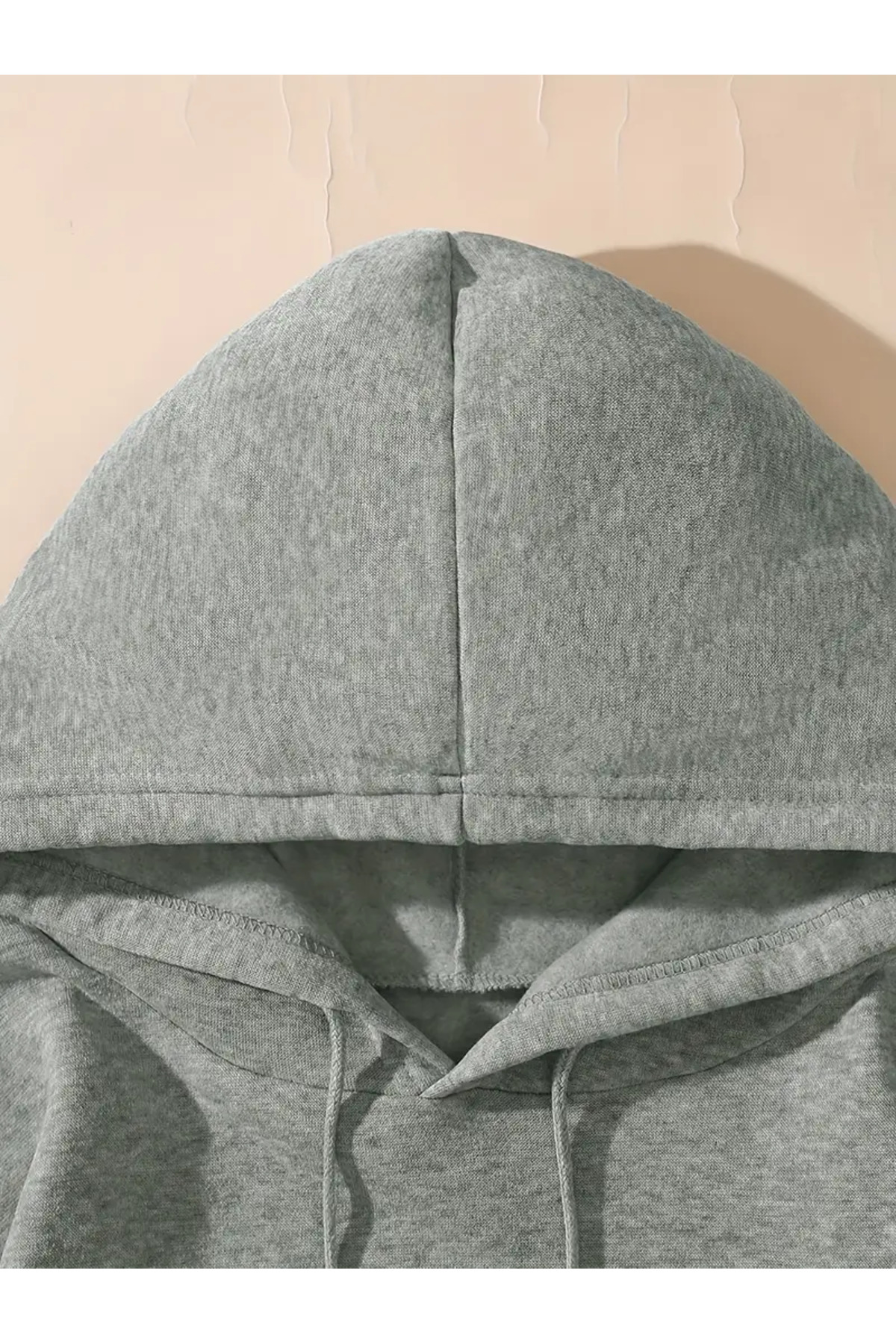 Pink Sky baskılı GRI oversize kapşonlu sweatshirt hoodie görsel 3