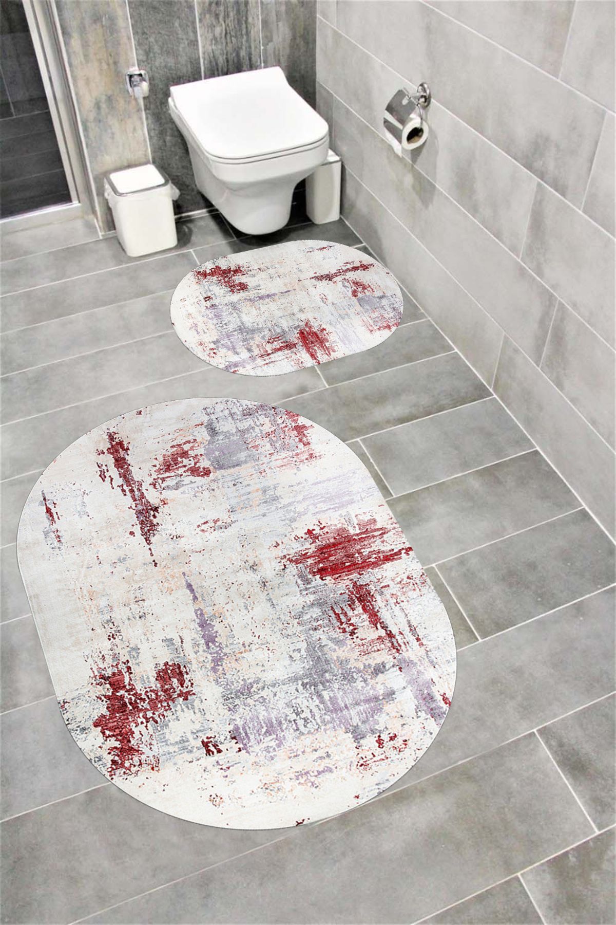 Bordo Halı Su Emici Yumuşak Kaymaz Taban Sünger Dolgulu Yıkanabilir Dekoratif Banyo Paspası-soft