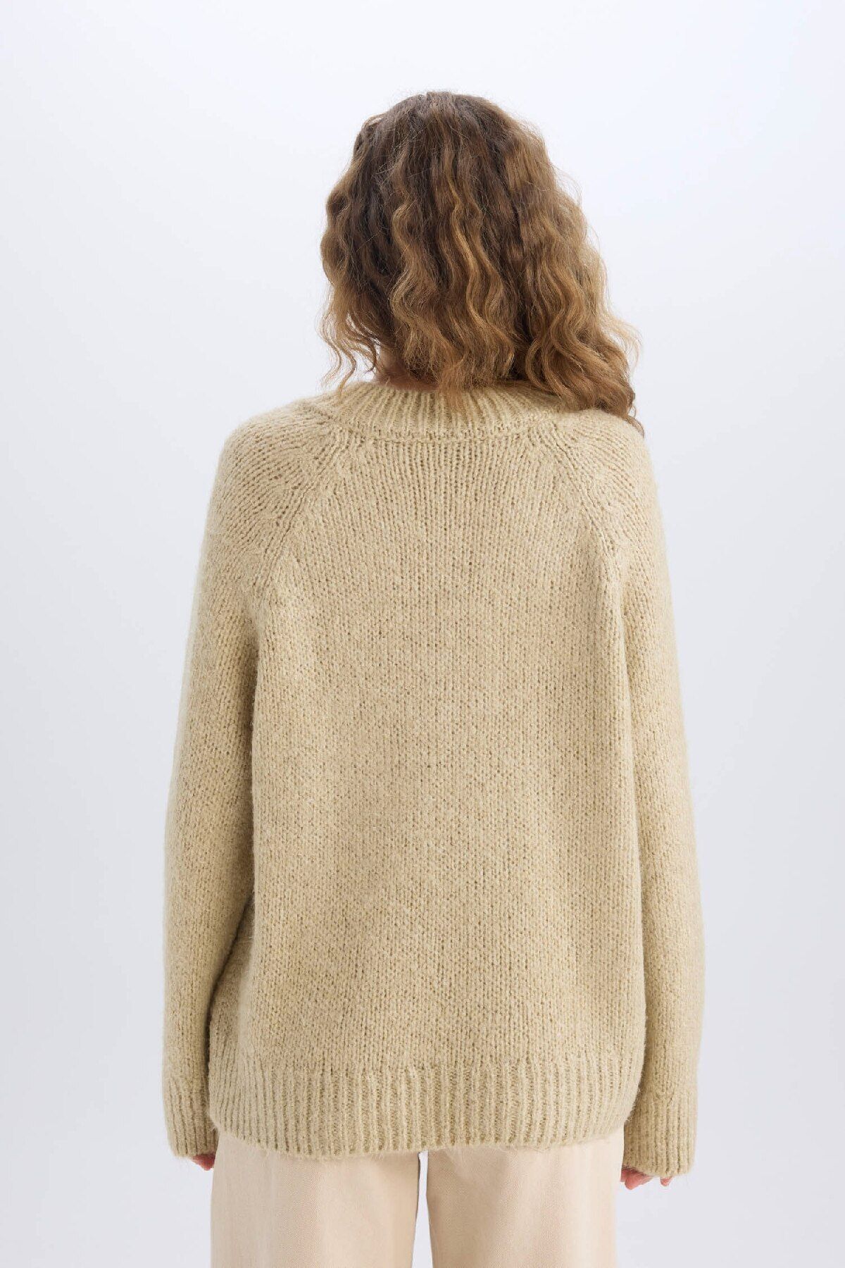 DeFacto-Oversize Wide Fit V-Neck Knitwear Sweater A3264Axns 6