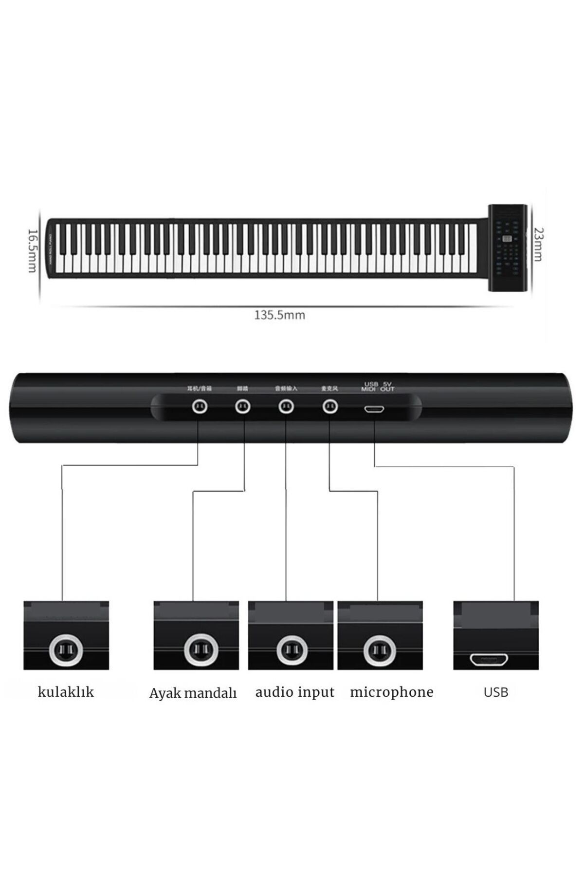 YENİTECH Taşınabilir Piyano 88 Tuş Dijital 128 Ritim,MIDI,USB, Eğitim Performans Desteği Dahili Hoparlör