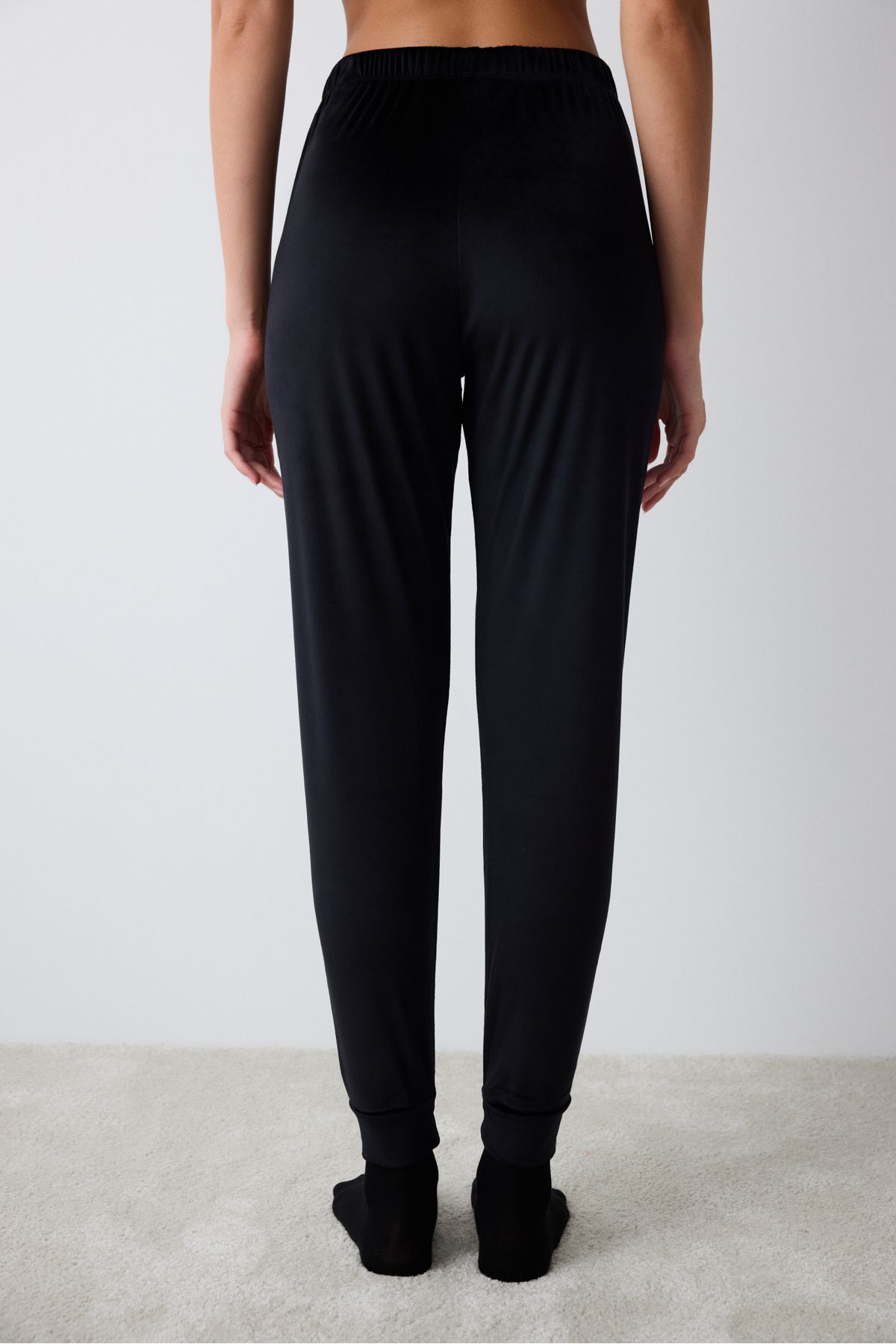 Penti-Black Fuzzy Solid Black Pants Pajama Bottoms 4