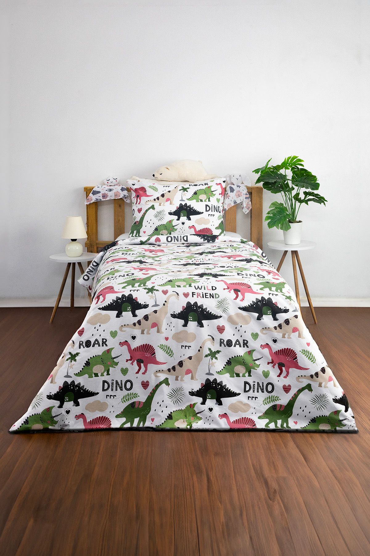 FAVORA-Green Dino 100% Cotton Single Duvet Cover Set 2