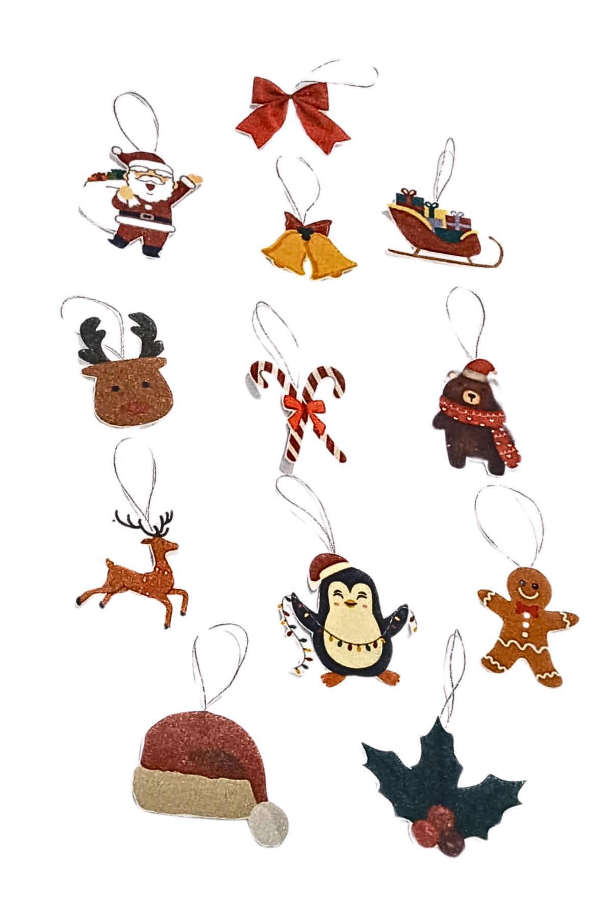 Aydede Oyunevi-Felt Christmas Ornaments Set of 12 Handmade Decoration with Drawstring for Pine Tree 4