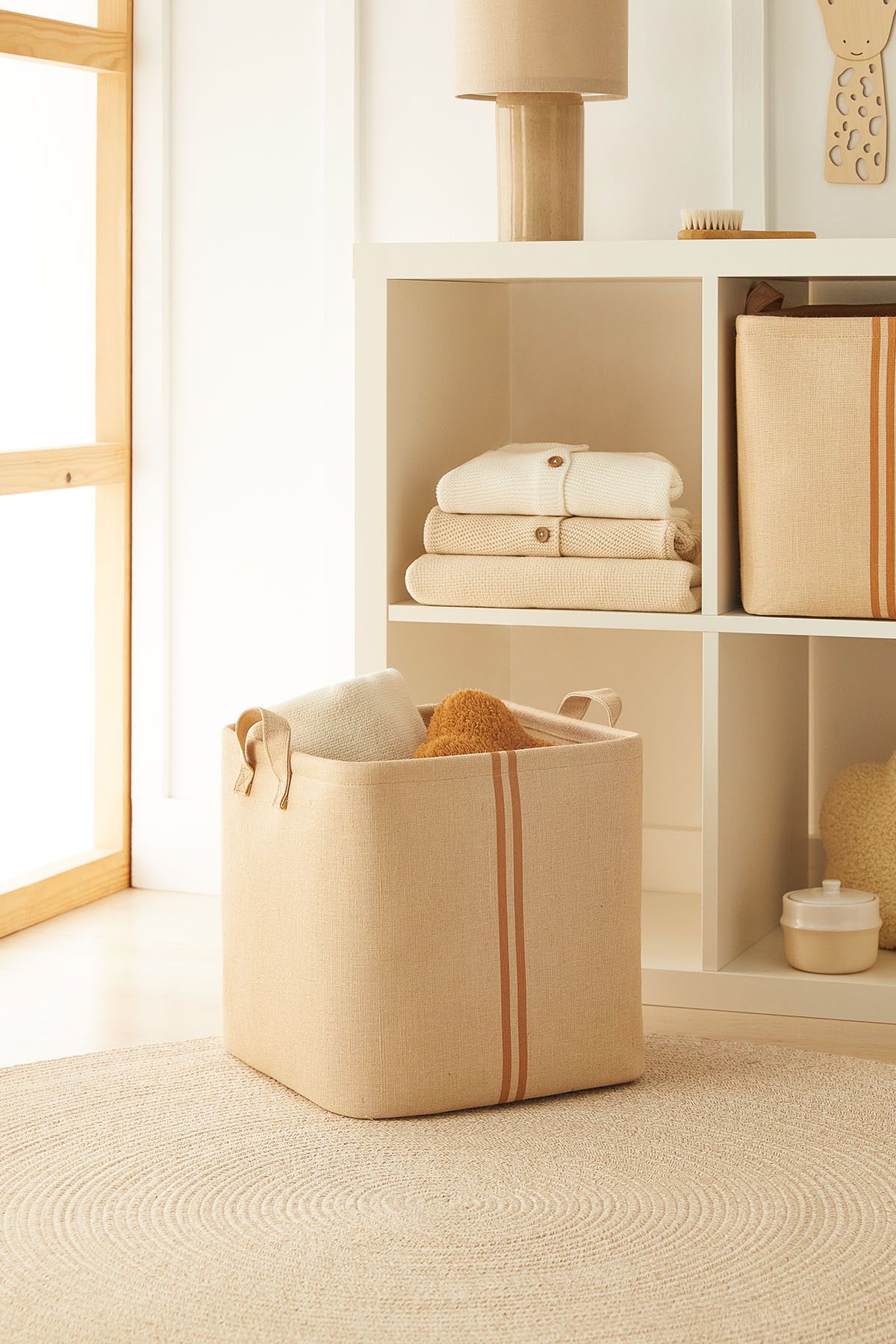 Jüt Keten Kumaş Dolap İçi Çamaşır Oyuncak Düzenleyici Katlanır Saklama Sepeti Organizer 30x30x30