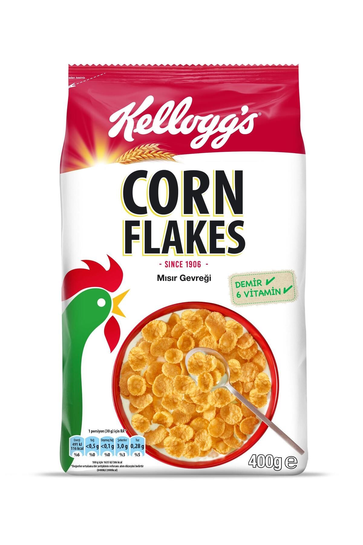 Kellogg's Corn Flakes Kahvaltılık Mısır Gevreği 400 Gr,lif Kaynağı,demir Ve 6 Vitamin Içerir