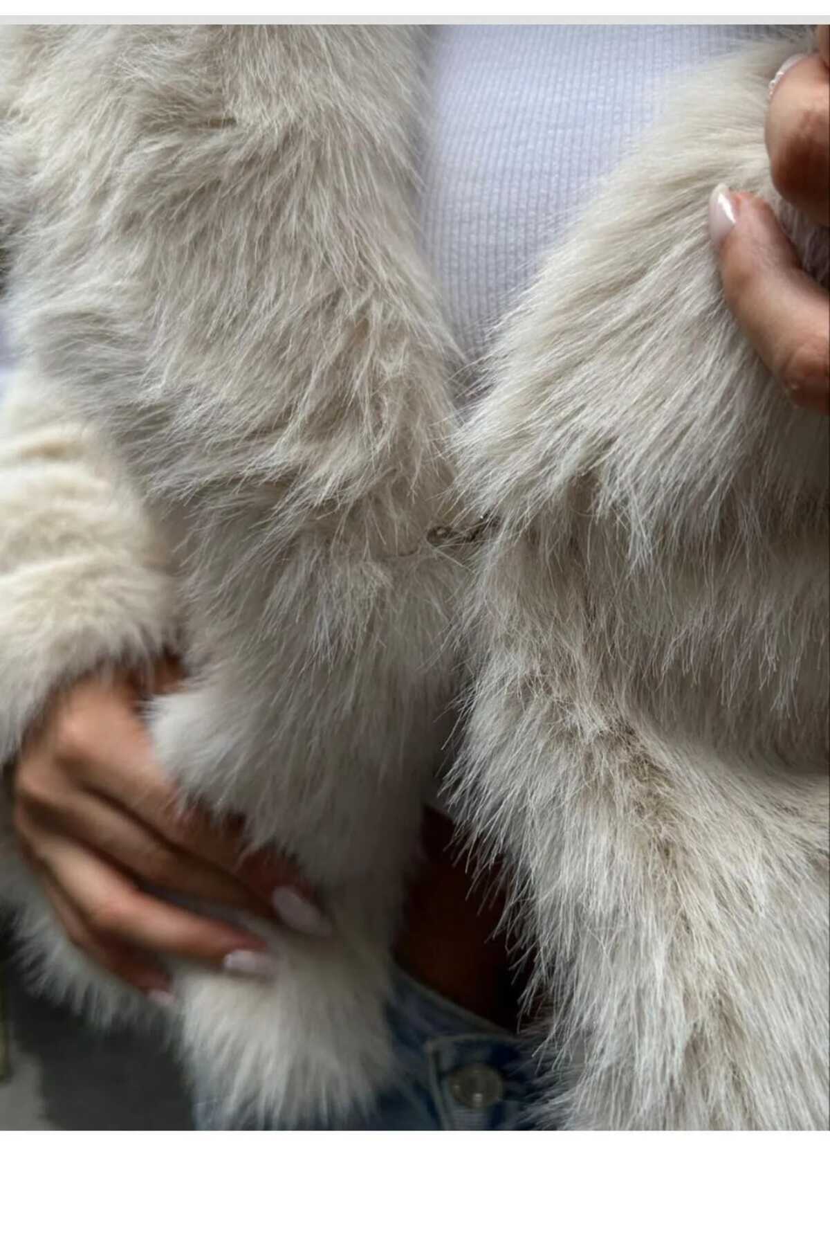 Manteau rembourré aspect fourrure avec doublure en tissu doux - Görsel 5
